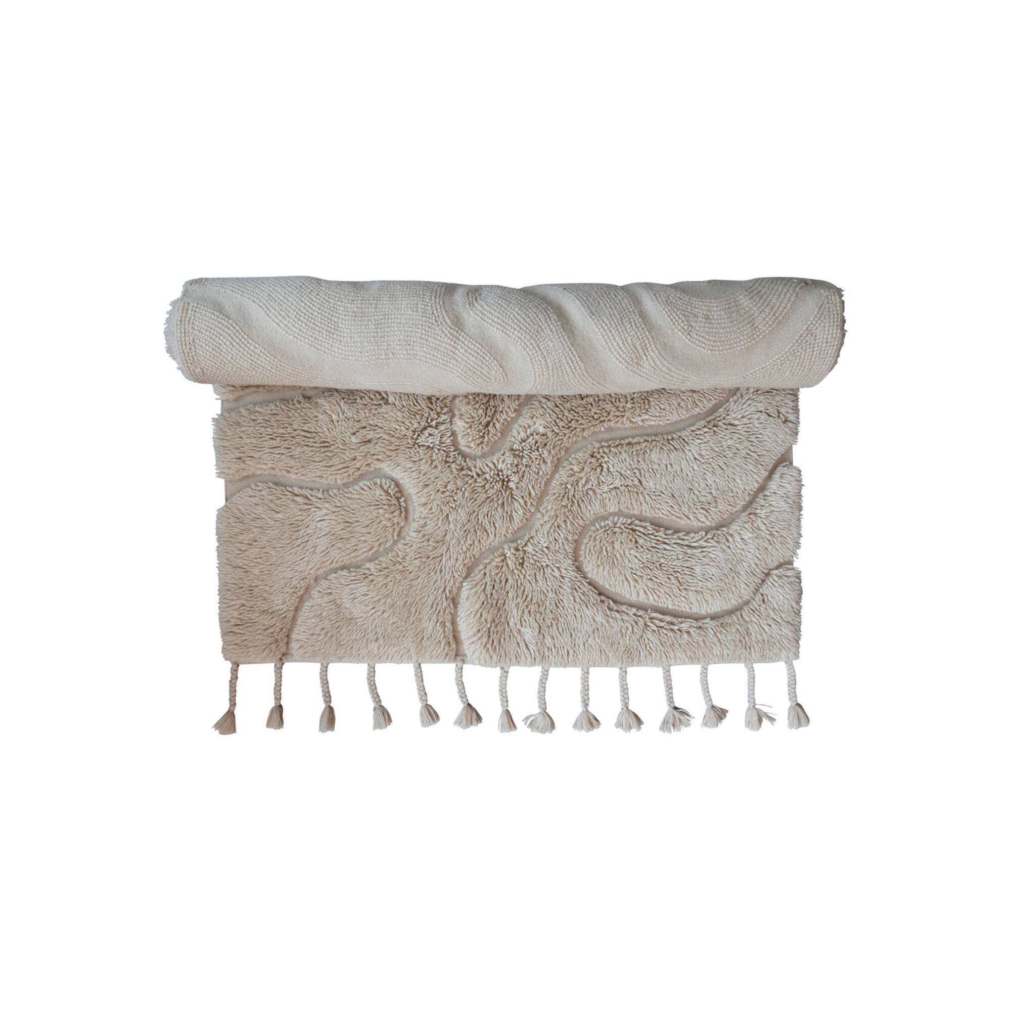 Hello Honey® 5ft. x 7ft. Tan New Zealand Wool & Cotton Tufted Rug with Tassels